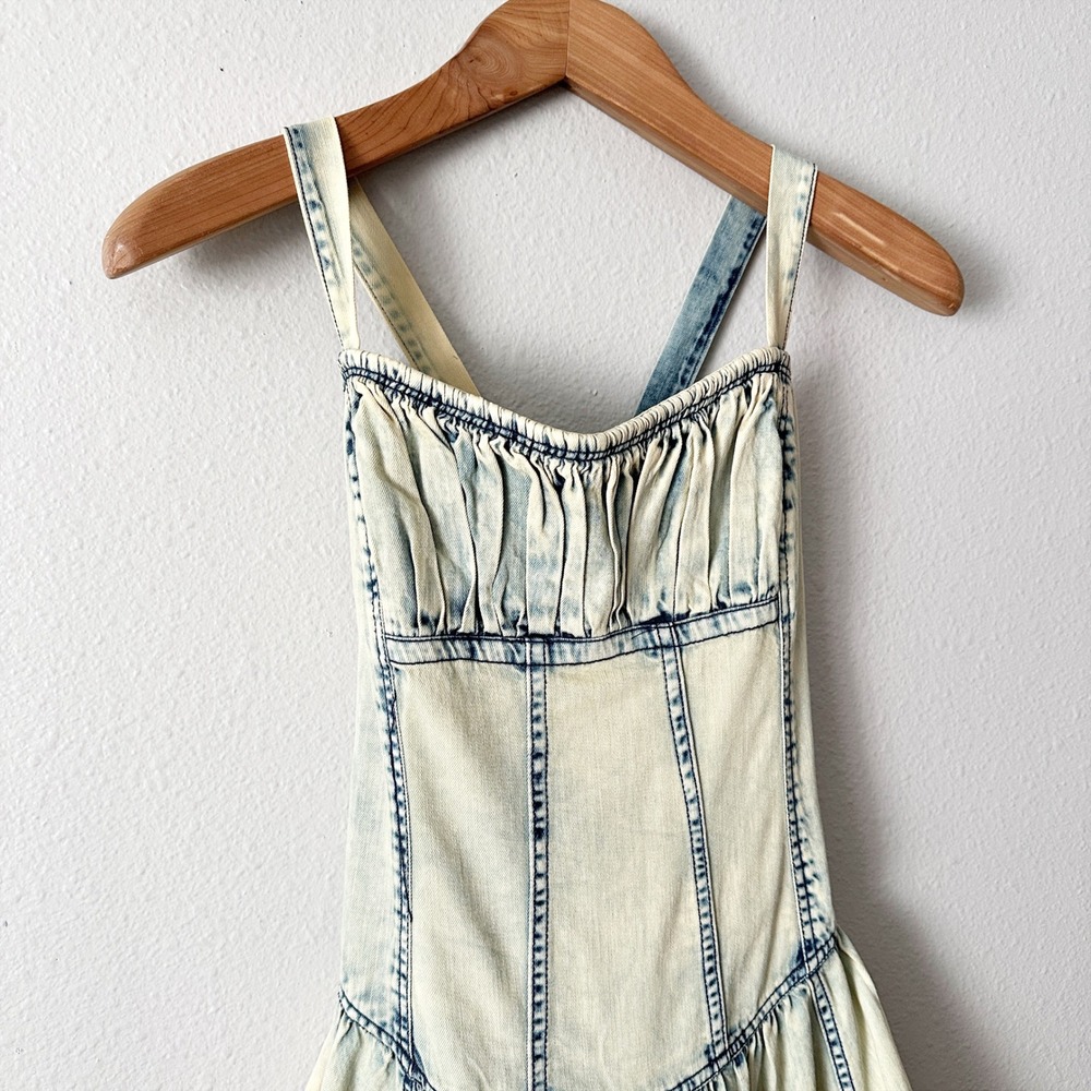 Pilcro Cream Wash Denim Romper with Blue Accents - Picture 3 of 11